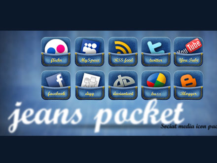 Jeans Pocket Social Media Icon Set