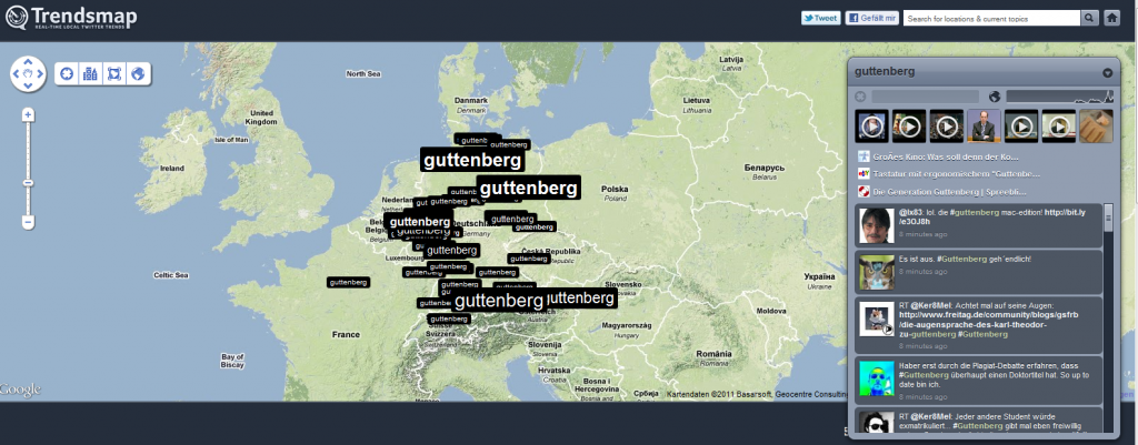 Twitter Trendsmap Guttenberg