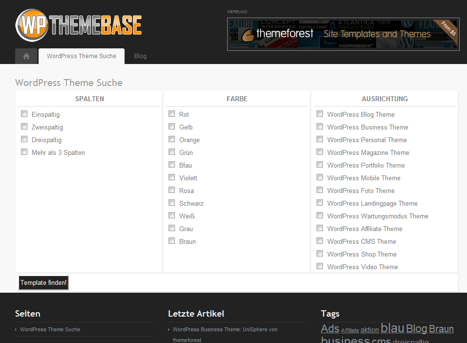WP Theme Base Suchfunktion