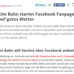 Deutsche Bahn - Facebook Fanpage