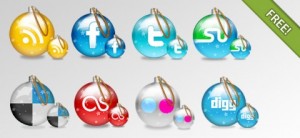 Social Icons Glossy Christmas-Balls