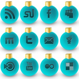 Social Media Weihnachtskugeln blau