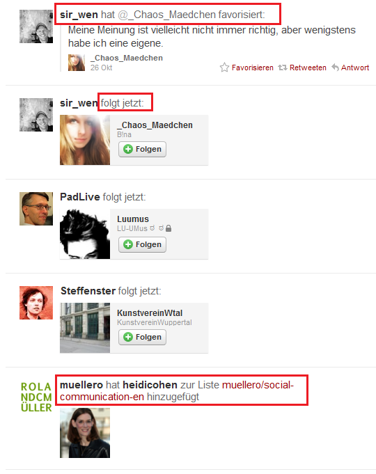 Twitter Aktivitäten Navigation - Retweets, Favoriten, Listen Twitter Aktivitäten Navigation - Retweets, Favoriten, Listen