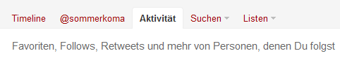 Twitter Aktivitäten Navigation