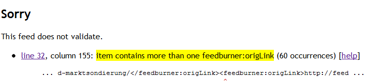 RSS Feed Validation - item contains more tan one feedburner origLink
