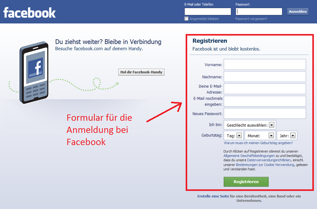 bei Facebook registrieren