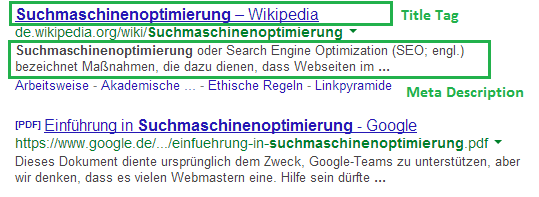 SEO Suchergebnisse Google