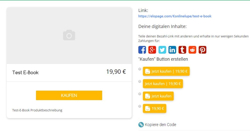 Testprodukt elopage