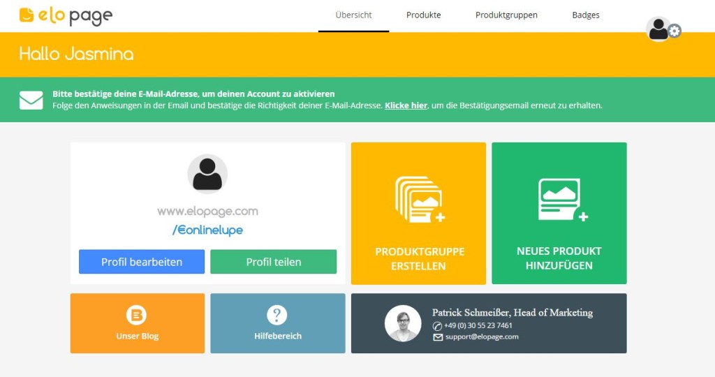 elopage Dashboard