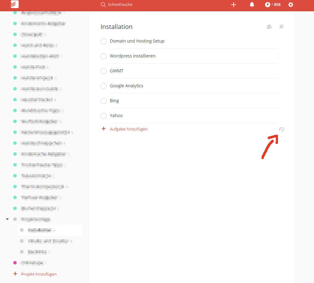 ToDoIst Projektuebersicht