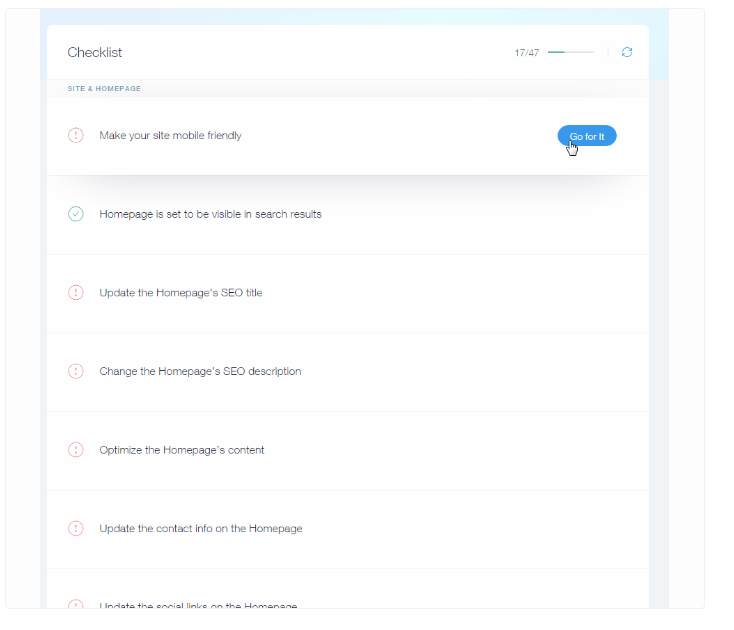 Wix SEO Wiz Checkliste