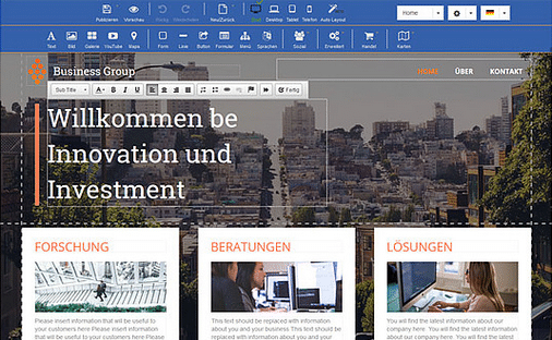 Texte im Homepage Baukasten ändern