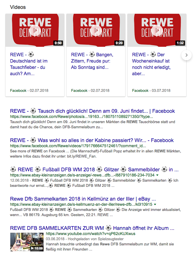 Fussball Emojis SERP Rewe
